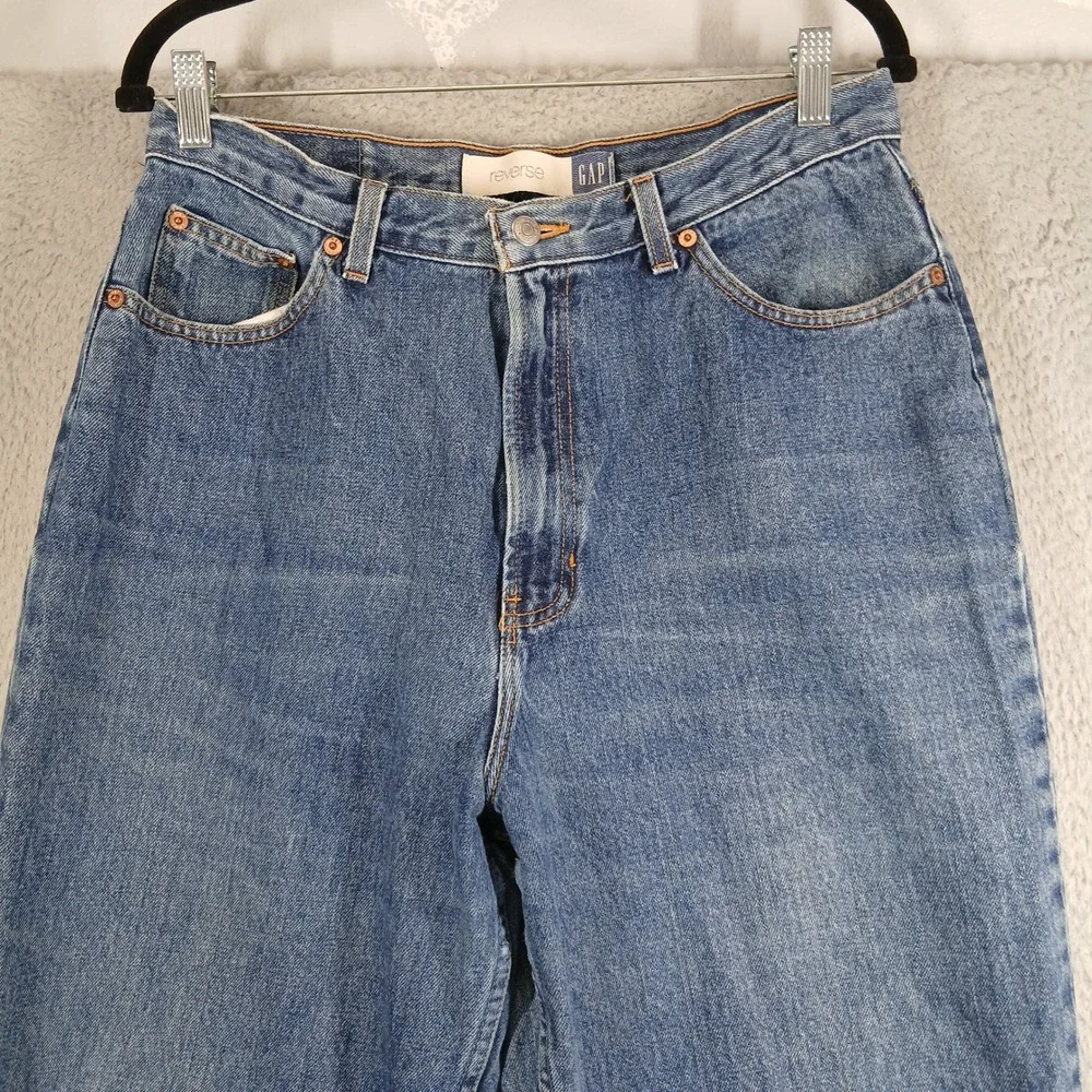 Vintage 90s GAP Reverse‎ Fit High Waisted Tapered Mom Jeans Regular Medium Wash